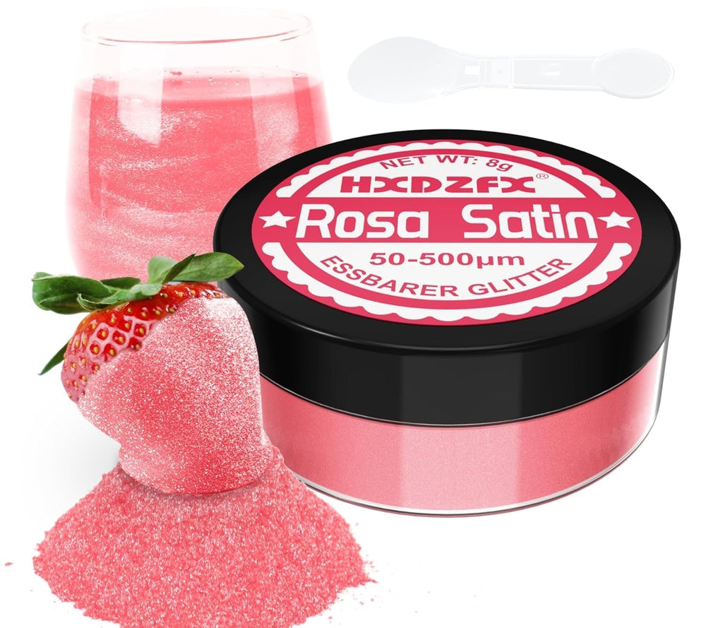 Essbarer Glitzer Für Getränke - Lebensmittelfarbe Pulver, Schimmerndes Glitzerpulver, Lebensmittel Glitzerpuder Für Schokolade, Kuchen, Fondant, Getränke - 8G (Frucht Grün) Naty Shop Fuchsia