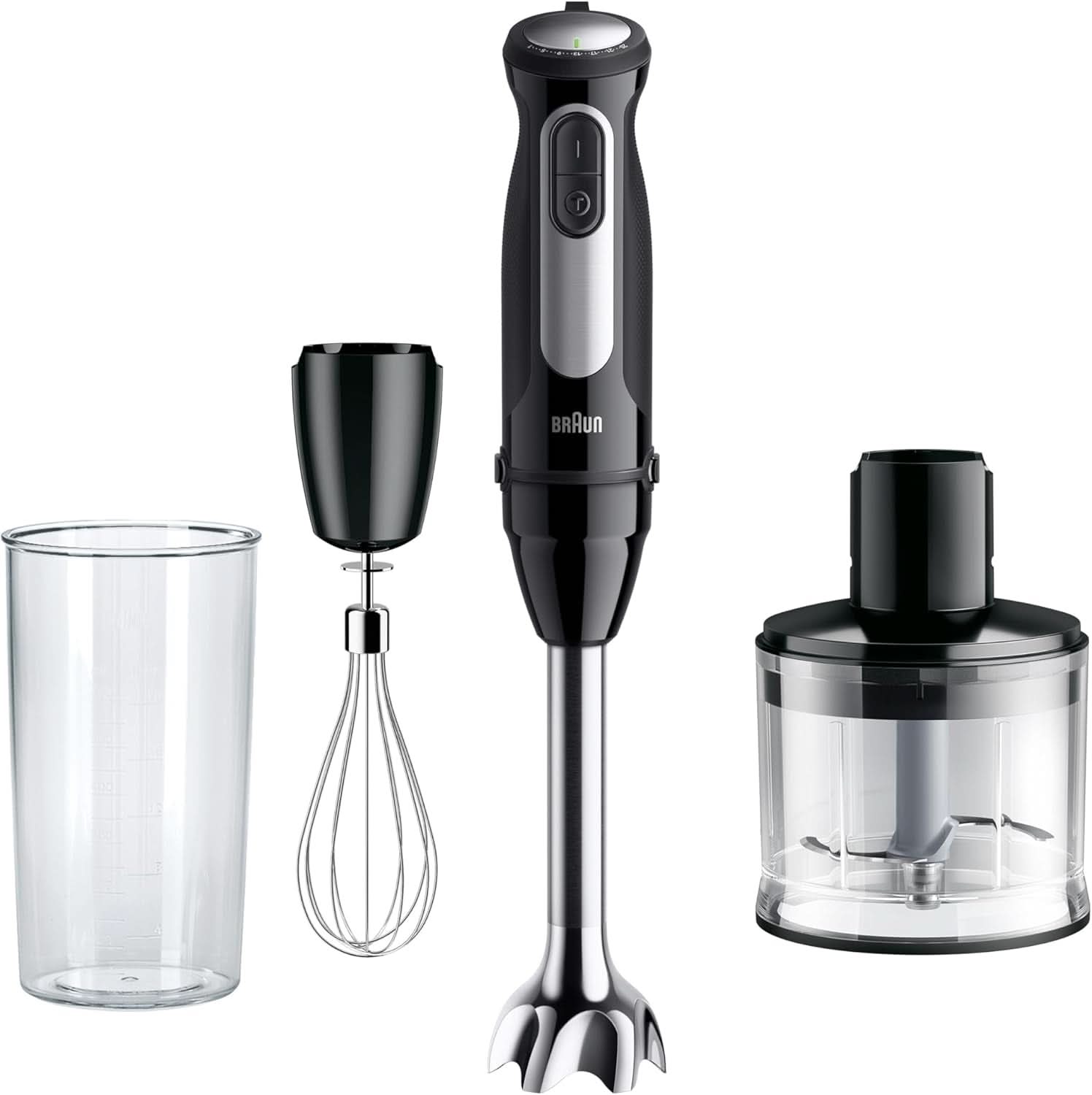 Braun Stabmixer MQ 5200WH - Multiquick 5 Vario Pürierstab Mit Edelstahl Mixfuß, 1000 Watt, Inkl. 600 ml Mix- & Messbecher, Weiß/Grau Kitchen Naty Shop Version 2024 – Zerkleinerer