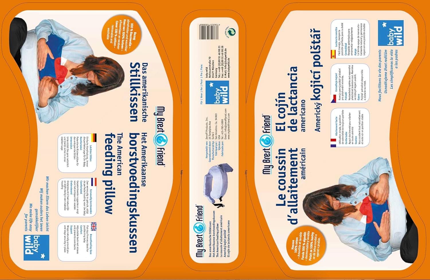 MY BREST FRIEND Baby Wild - Perna americană pentru alăptare, originală, ușor de întreținut Accesorii Hrana si Alaptare Bebe Naty Shop