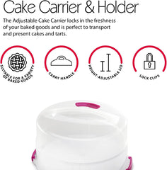 Recipient pentru prăjituri Metaltex, reglabil pe înălțime, polipropilenă, alb/transparent, ⌀ 30 cm, înălțime reglabilă de 8 și 15 cm Cutii depozitare alimente Naty Shop