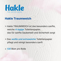 Hârtie igienică Hakle Traumweich - 16 role, curățare delicată pentru bunăstare (pachet cu 2)