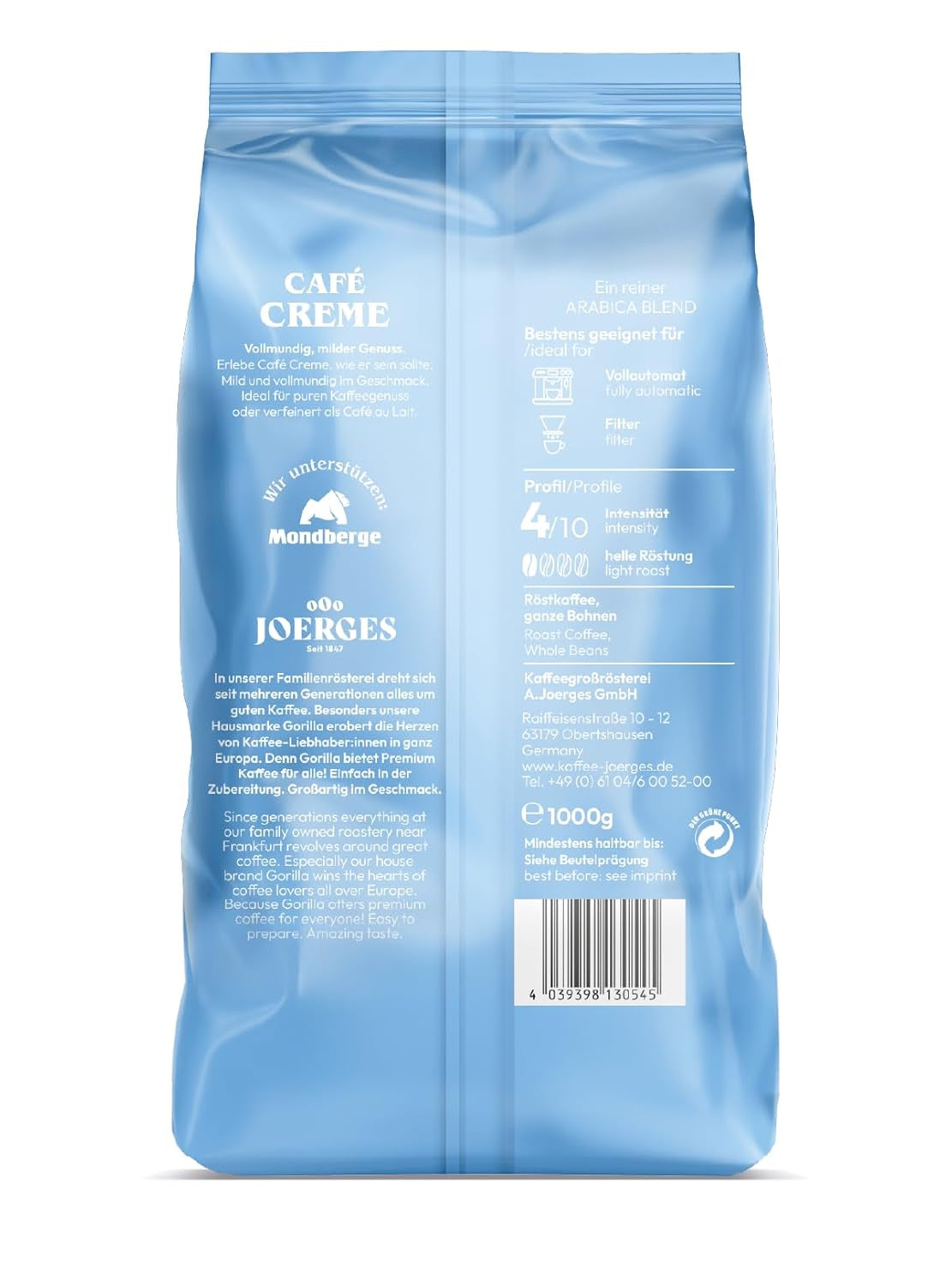 Gorilla Café Creme, 1 kg (pachet de 2)
