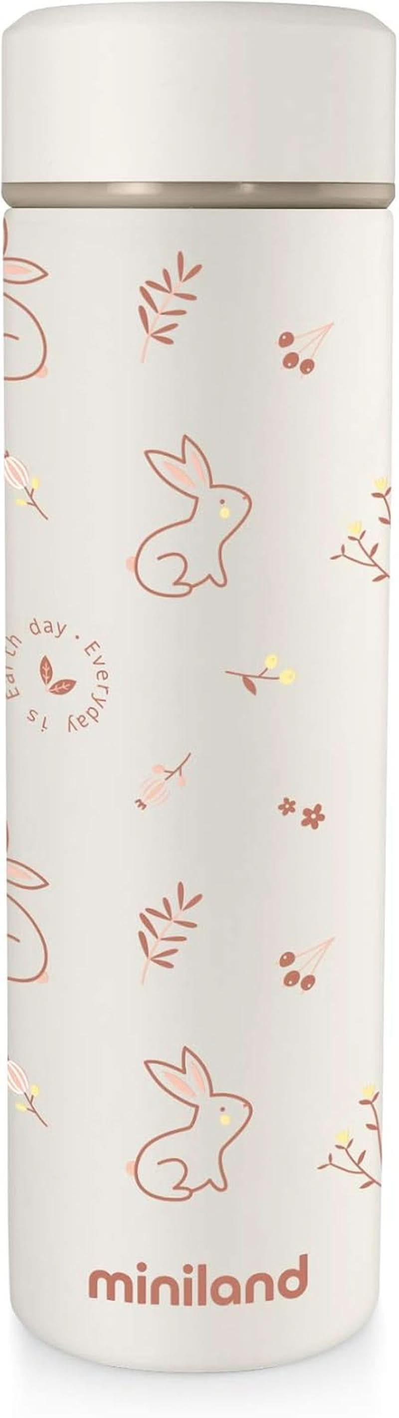 Miniland NATUR THERMOS BUNNY - Thermoskanne, 450 ml für Babynahrung, mehrfarbig Zubehör Essen und Stillen Bebe Naty Shop Single Orange Natur Thermos Bunny