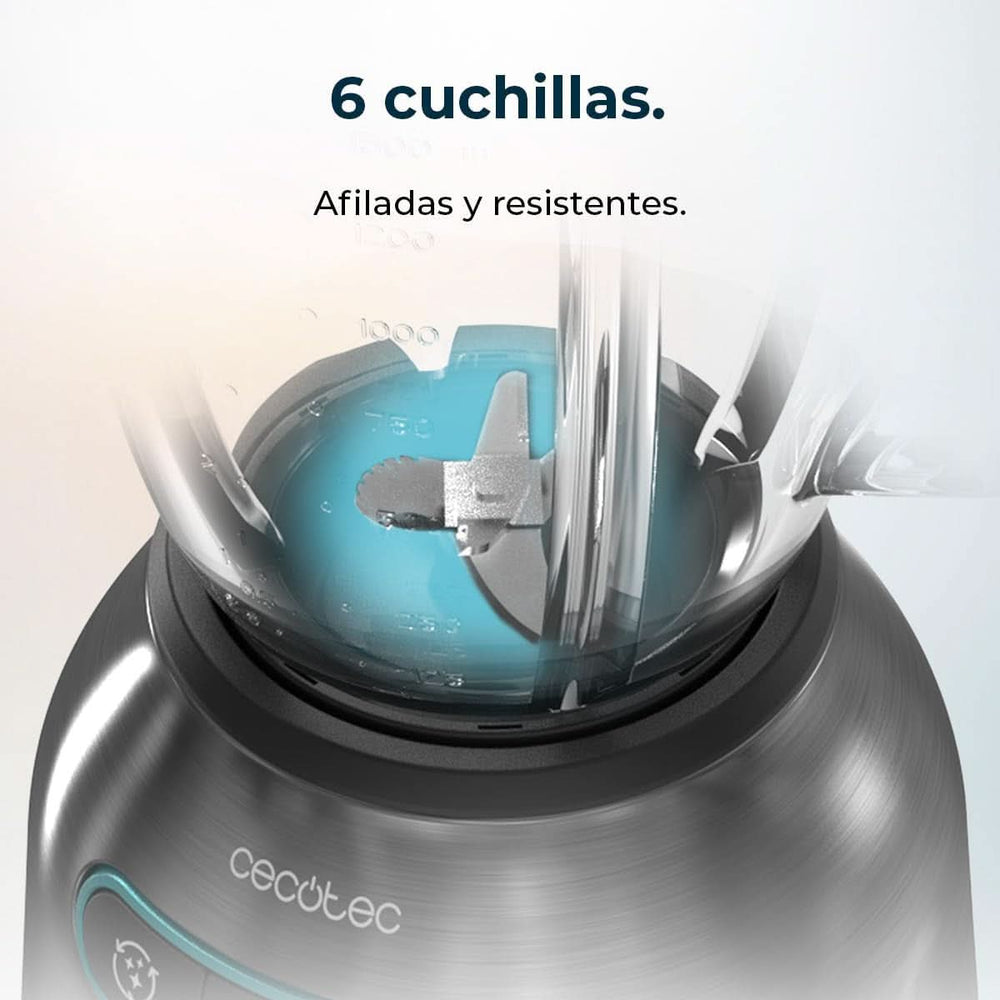 Cecotec Standmixer Power Black Titanium 2200MAX Smooth, 2200 W Maximale Leistung, 6 Klingen Aus Edelstahl, Ice-Crush-Funktion, Turbo- Und Smoothie-Funktion, Autoclean-Funktion Kitchen Naty Shop