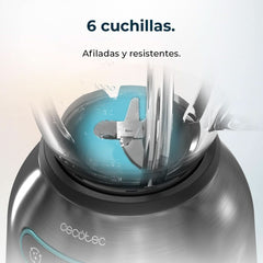 Cecotec Standmixer Power Black Titanium 2200MAX Smooth, 2200 W Maximale Leistung, 6 Klingen Aus Edelstahl, Ice-Crush-Funktion, Turbo- Und Smoothie-Funktion, Autoclean-Funktion Kitchen Naty Shop