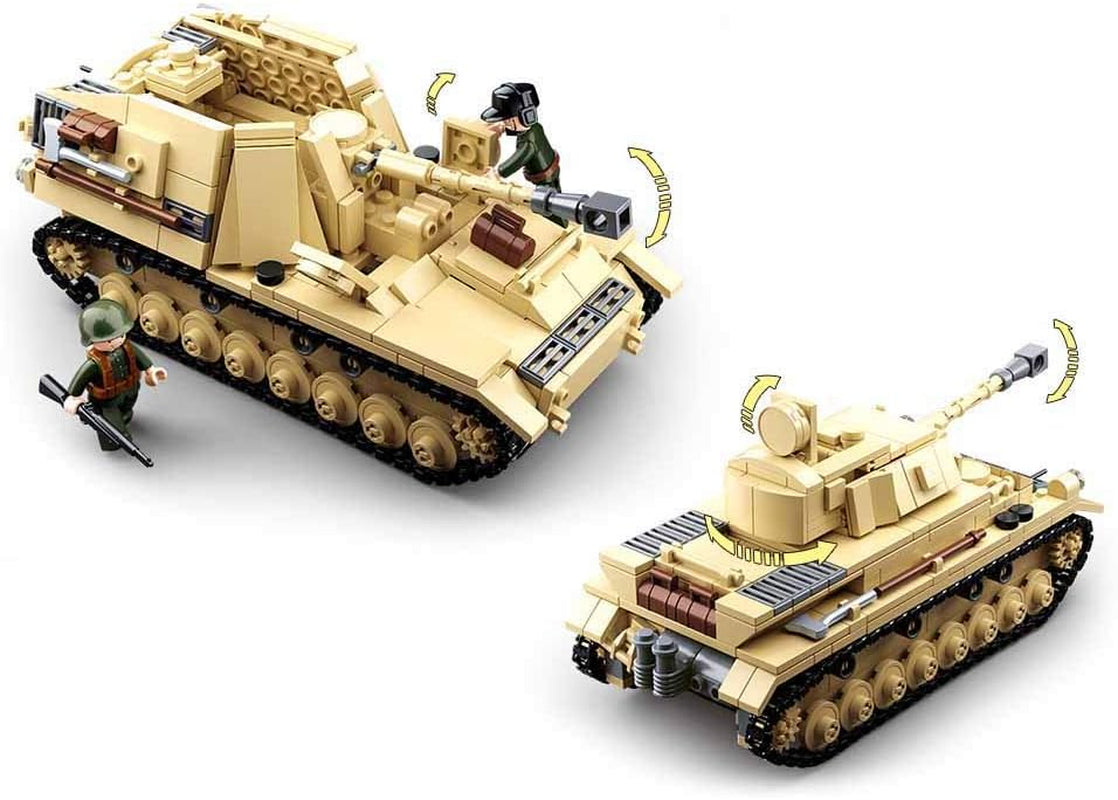 Sluban Klemmbausteine SL95565, WWII - Deutscher Panzer [M38-B0693], Spielset, Klemmbausteine, Soldaten, mit Spielfigur, Army WWII, Multi Color