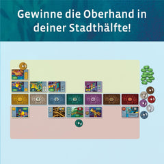 KOSMOS 683665 Pacifica - Erwecke die versunkene Stadt mit Taktik und Glück zum Leben, Zwei-Personen-Spiel, Brettspiel für genau 2 Spieler, ab 10 Jahren, Strategiespiel