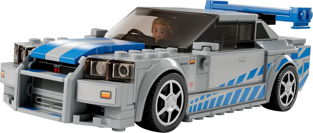 LEGO Speed Champions 2 Fast 2 Furious Nissan Skyline GT-R (R34) Rennwagen Spielzeug zum Bauen, 2023 Modell Auto-Bausatz mit Brian O'Conner Figur 76917