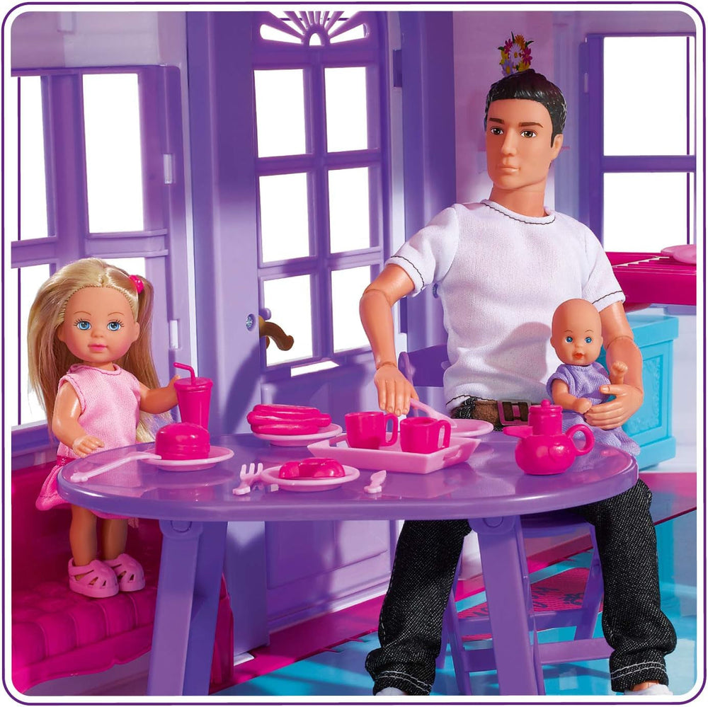 Simba 104661996 – Steffi Love Dreamhouse, großes Spielhaus, 4 Räume, KEINE PUPPEN, 84 cm hoch, zwei Etagen, funktionale Glocke, zusammenklappbar Naty Shop Puppenhäuser