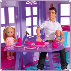 Simba 104661996 – Steffi Love Dreamhouse, großes Spielhaus, 4 Räume, KEINE PUPPEN, 84 cm hoch, zwei Etagen, funktionale Glocke, zusammenklappbar Naty Shop Puppenhäuser