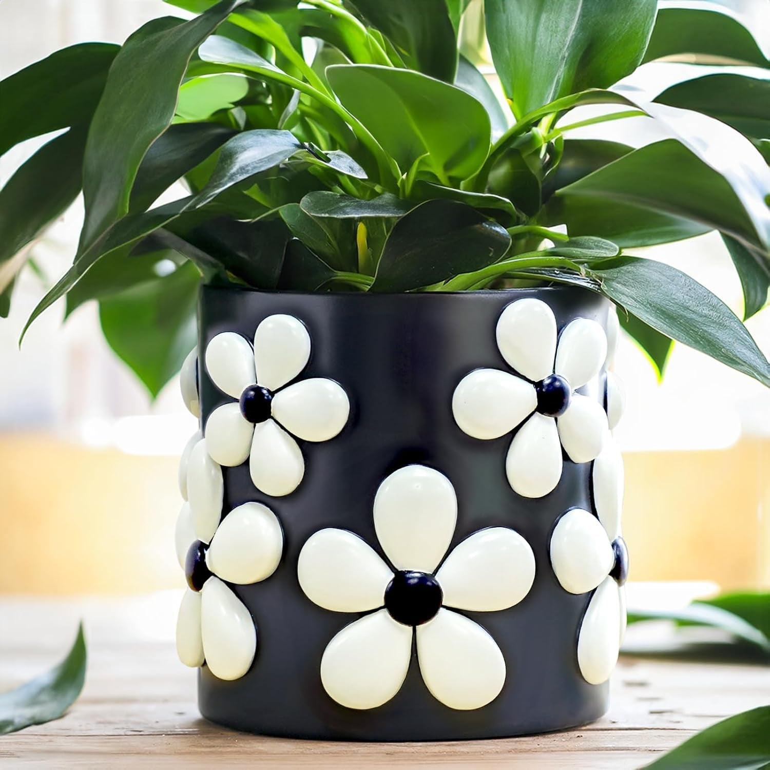 Ghivece de flori colorate GUGUGO, jardinieră curcubeu drăguță și unică cu drenaj, ghivece de flori retro vintage pentru uz interior și exterior, ghiveci de grădină suculente eclectic pentru stil boho, modern