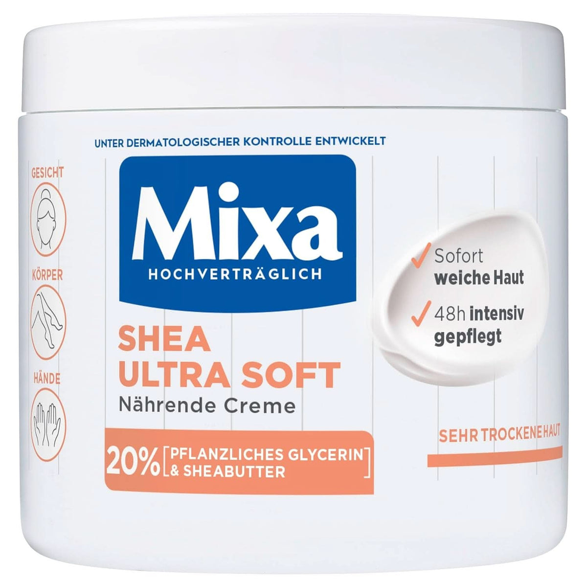 Mixa Shea Nourishing Cream, für Gesicht, Körper und Hände, 400 ml Kosmetik und Schönheit Naty Shop
