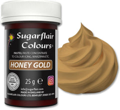 Colorant alimentar Sugarflair pentru paste, culoarea pastelului Honey Gold, colorant alimentar pentru paste, pentru fondant și marțipan, culori concentrate Spectral - 25 g