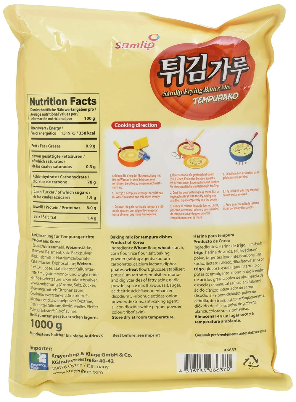 Backmischung Für Tempura Gerichte, 5Er Pack (5 X 1 Kg) Mischung zum Backen und Kochen Naty Shop