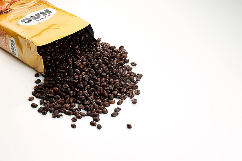 Café HAG Classic Mild Café Crema, boabe de cafea integrală decofeinizată, intensitate 4/5, pentru uz profesional Cafea Naty Shop