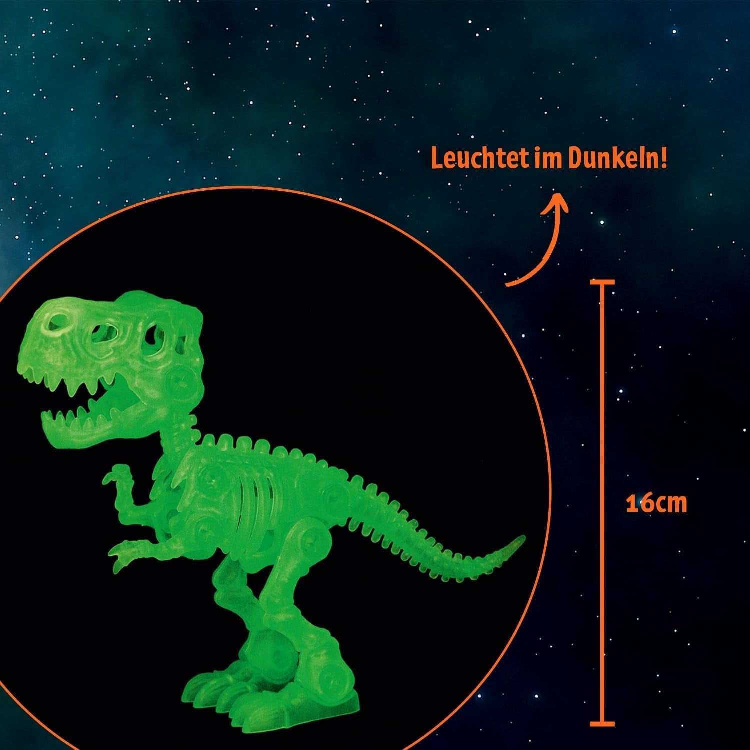 Moses. Dino Bausatz Glow in-The Dark - leuchtender Dino-Bausatz mit Werkzeugen, 21 Teile inkl. Anleitung, T-Rex zum Zusammenbauen, DIY-Spielzeug für Kinder ab 6 Jahren
