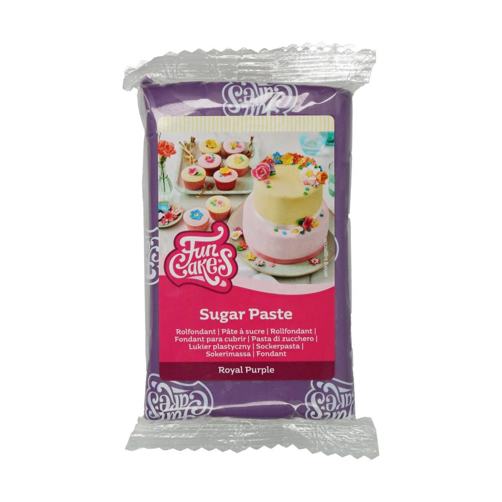 Fondant rulat FunCakes Royal Purple: Ușor de folosit, neted, flexibil, moale și pliabil, perfect pentru decorarea prăjiturilor. Fără gluten, 250 g (pachet de 2) Pasta de zahar Naty Shop Royal Purple 250 G