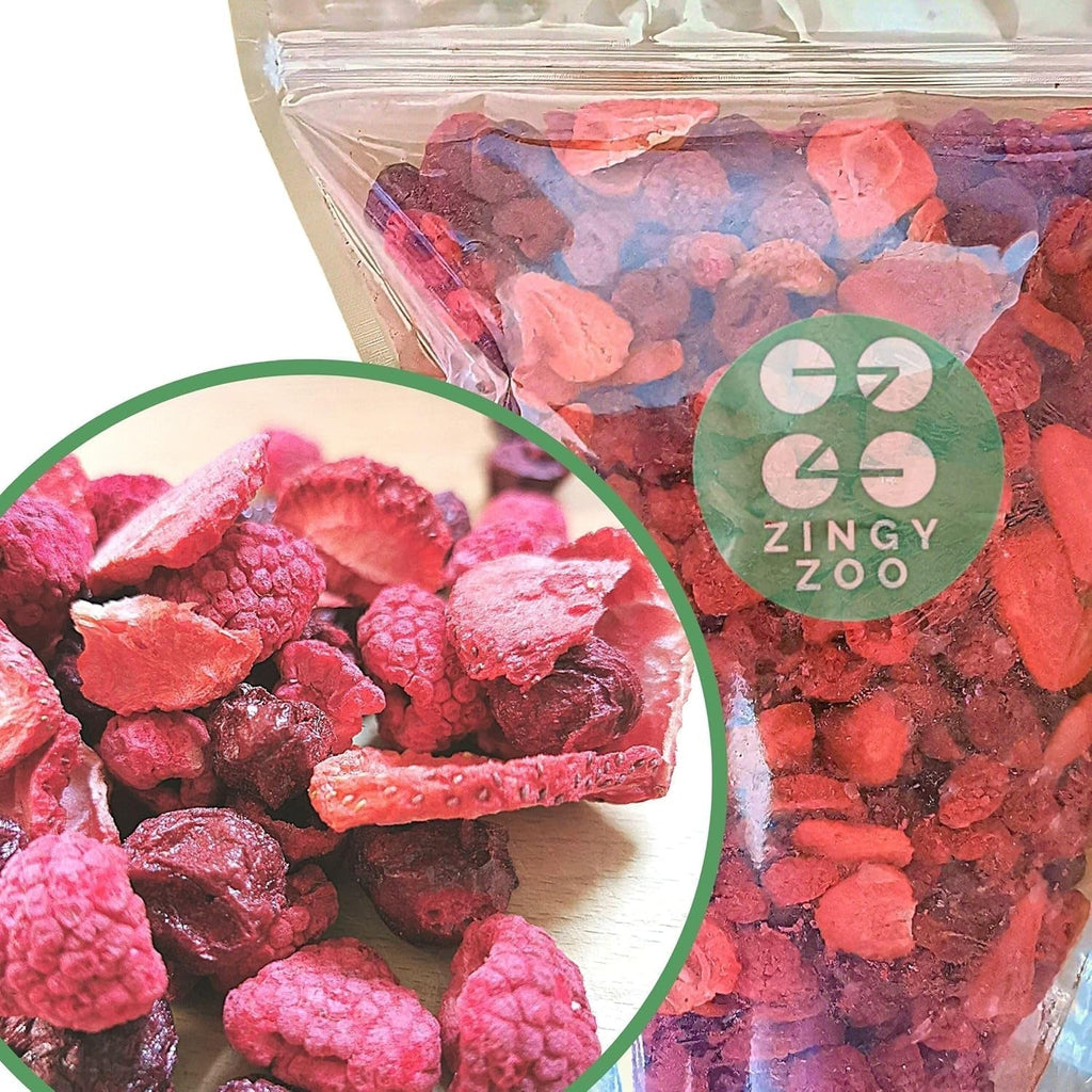 Freeze Dried Fruit Red Fruit Mix | XL 300g Freeze Dried Strawberries Raspberries Sour Cherries Dried Fruit Mix | Freeze Dried Fruit Strawberry Raspberry Sour Cherry | ZingyZoo Produse deshidratate Naty Shop 300G