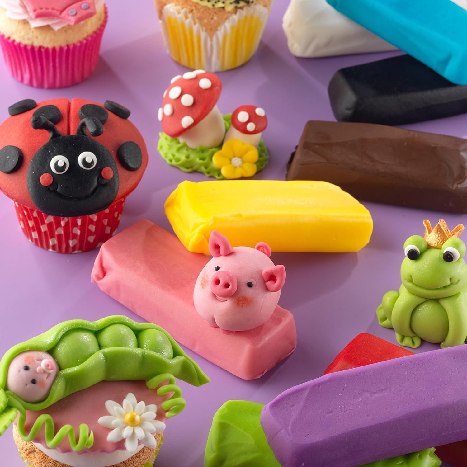 Günthart BackDecor 500g fondant fondant colorat, fără ulei de palmier, lut de modelare pentru design, set de 1 (500 gr) Pasta de zahar Naty Shop