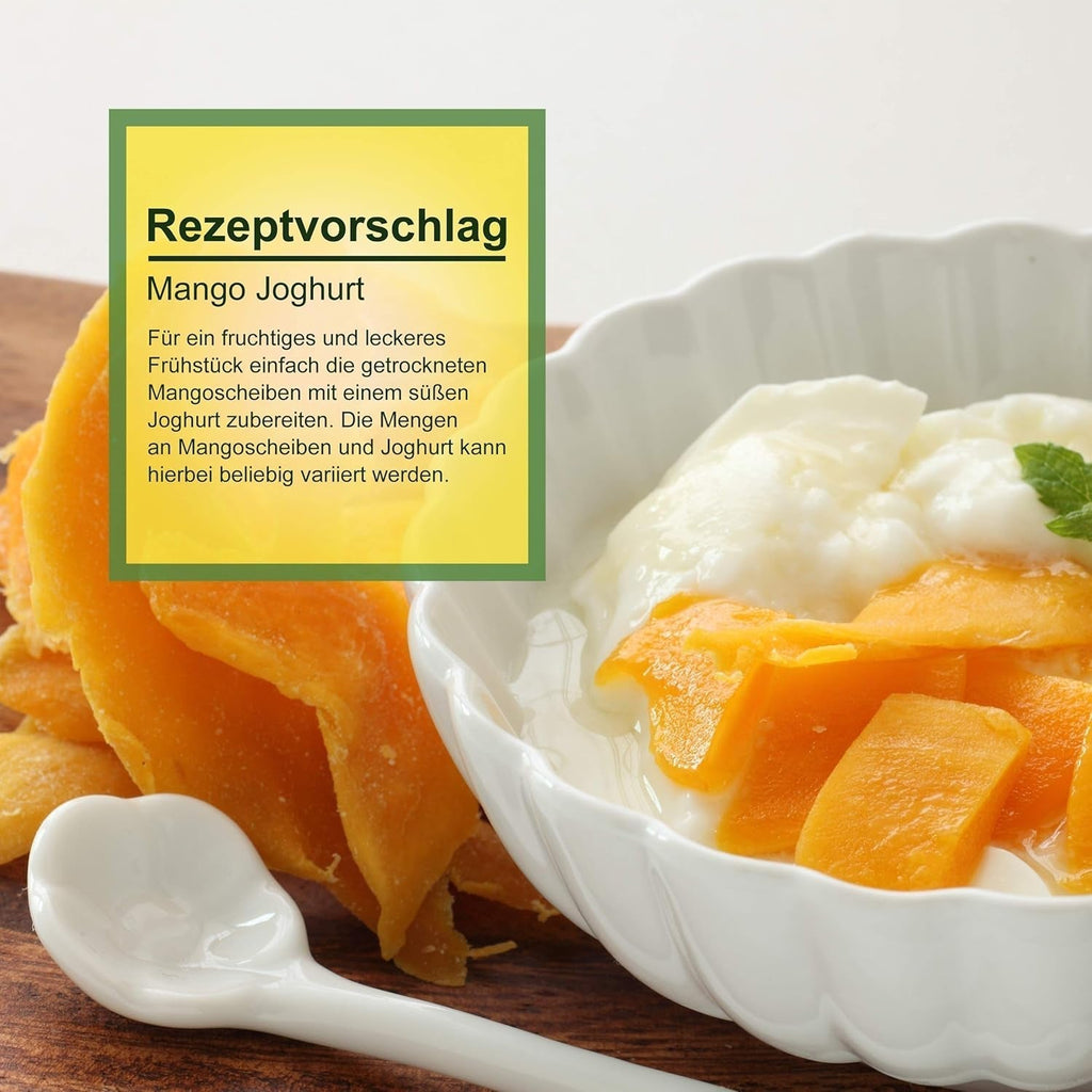 Howa mango uscat - fructe uscate în calitate organică, naturale și nesulfurate - ideal pentru gătit, copt sau ca o gustare sănătoasă - felii de mango - fără zahăr - 1000 g Produse deshidratate Naty Shop