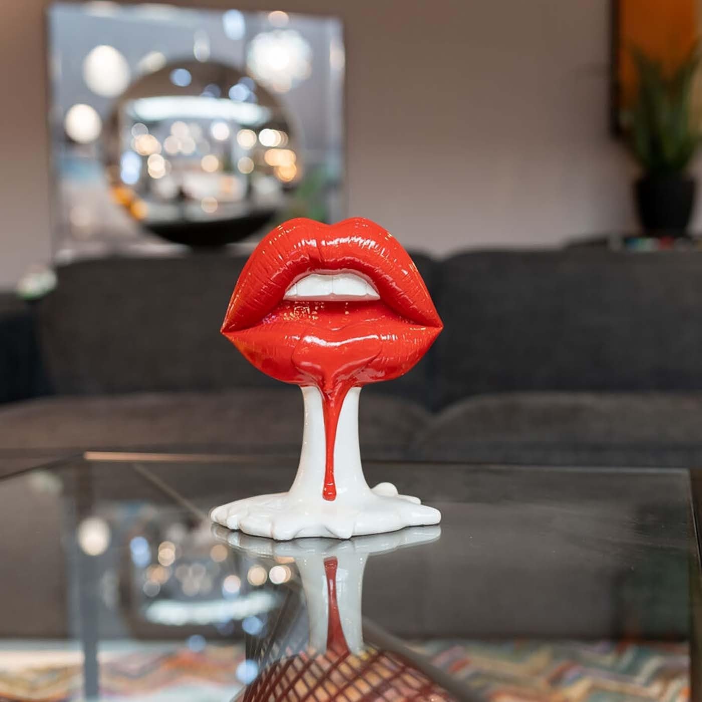 Kare Design obiect decorativ Hot Lip, alb/roșu, accesoriu pentru casă, buze, gură, 26x21x14 cm (h/w/d) Statuete si sculpturi Naty Shop