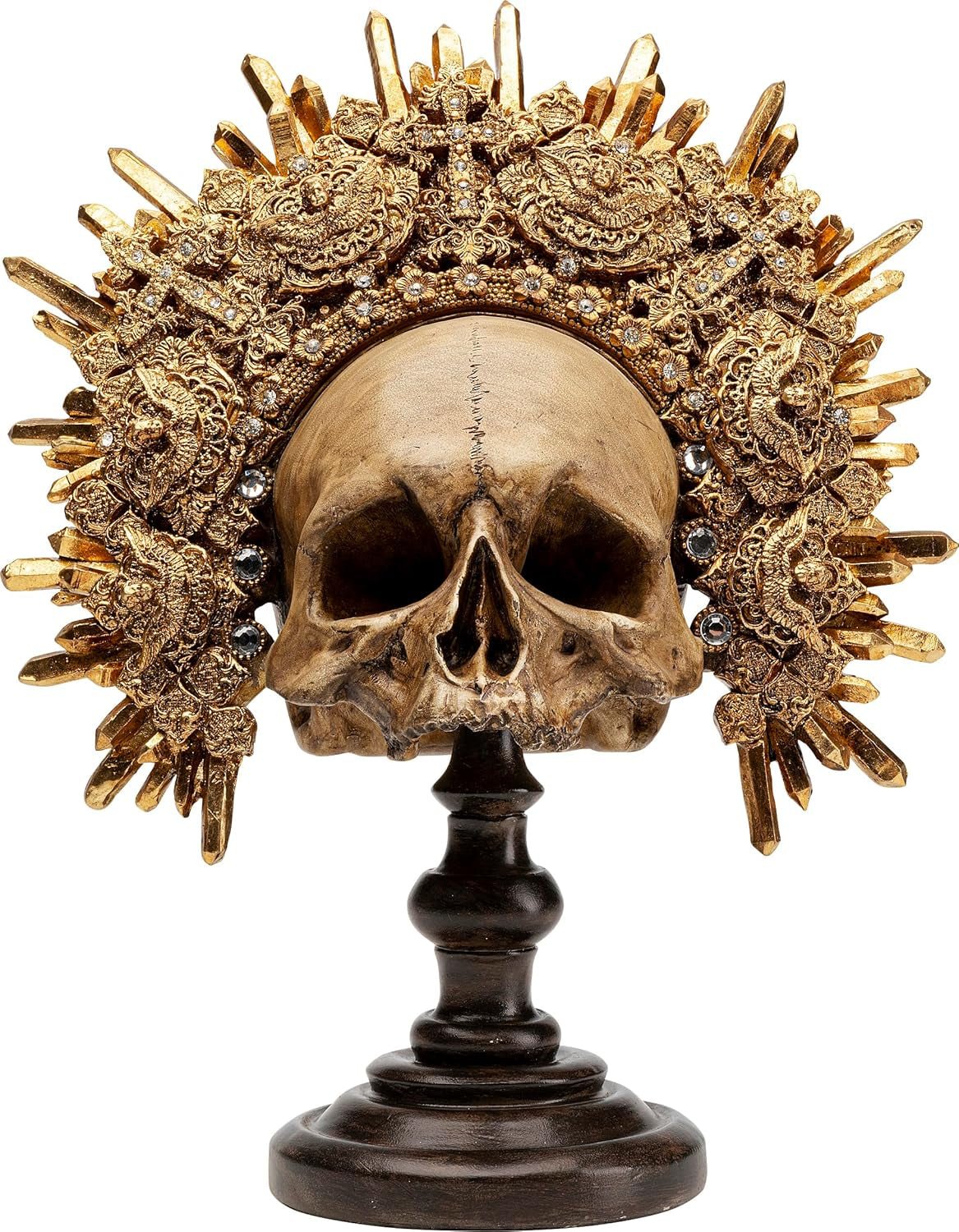 Kare Design obiect decorativ King Skull, maro, sculptură, motiv craniu, craniu decorativ, pictat manual, lucrat manual, unic, 42x34x20 cm (h/w/d) Statuete si sculpturi Naty Shop Maro