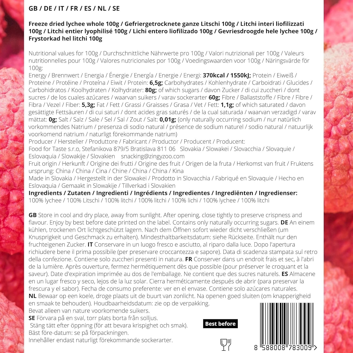 Lychee liofilizat | 100% Lychee fructe uscate liofilizate | uscate natural Vegan fără gluten | Nu Lychee suc Lychee sirop | Freeze Dried Fruit Tropical Litchi | ZingyZoo Produse deshidratate Naty Shop