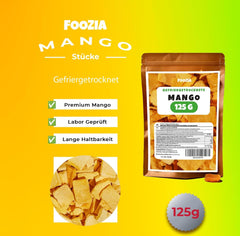 Mango liofilizat bucăți mari Fructe liofilizate Fără aditivi 100% mango natural pur Mango liofilizat Fructe uscate Mango uscat 125g de la Foozia (125g) Produse deshidratate Naty Shop
