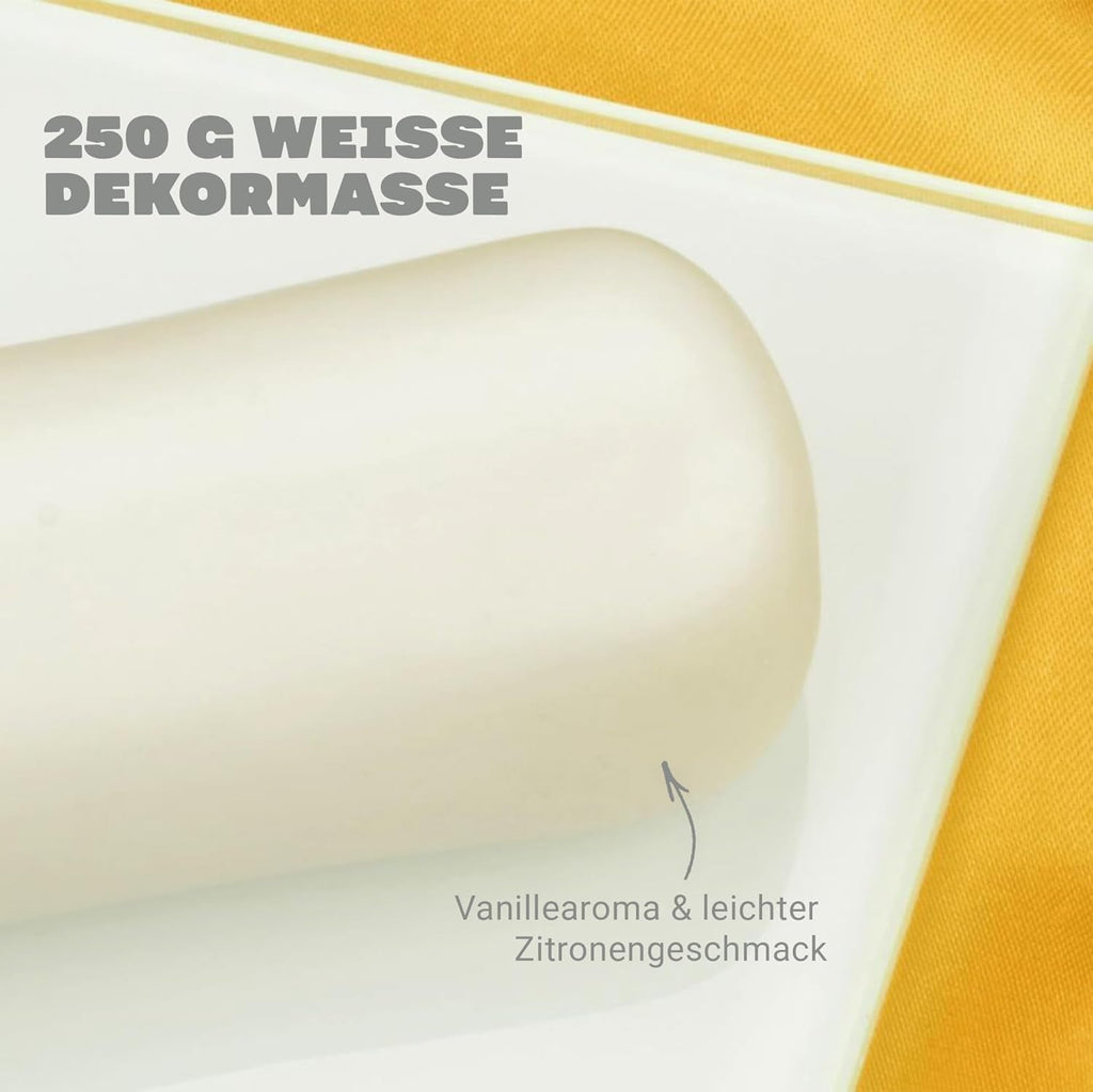 Massa Ticino Set 1x Fondant alb 250g și 1x Fondant negru 250g - Pastă de zahăr premium pentru prăjituri, roll fondant - Perfect pentru prăjituri, modelare și decorațiuni - Fondant pentru brutari profesioniști și amatori Pasta de zahar Naty Shop