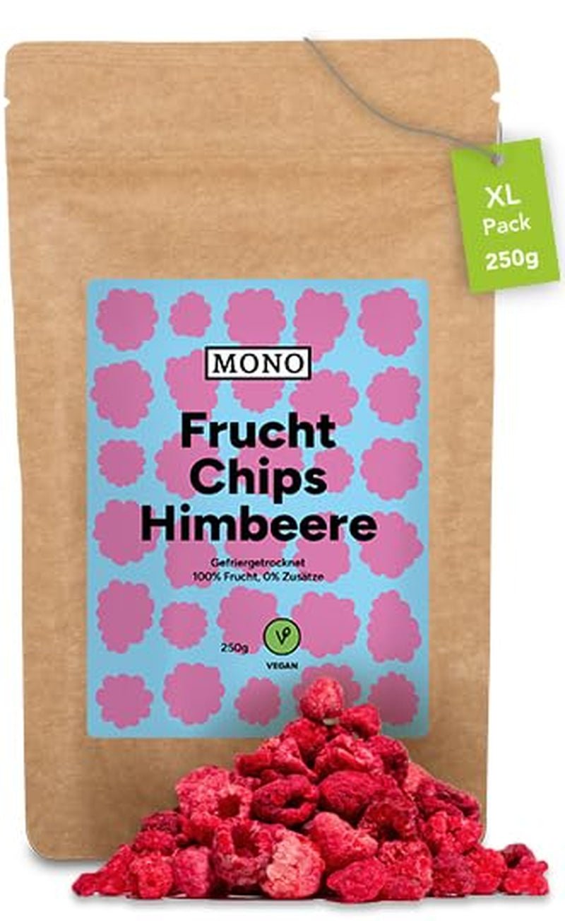 Mono chipsuri liofilizate - 300g chipsuri de căpșuni din căpșuni 100% naturale - fructe tropicale uscate - fructe uscate de căpșuni - gustare pentru muesli și deserturi - chipsuri de căpșuni Produse deshidratate Naty Shop Zmeură