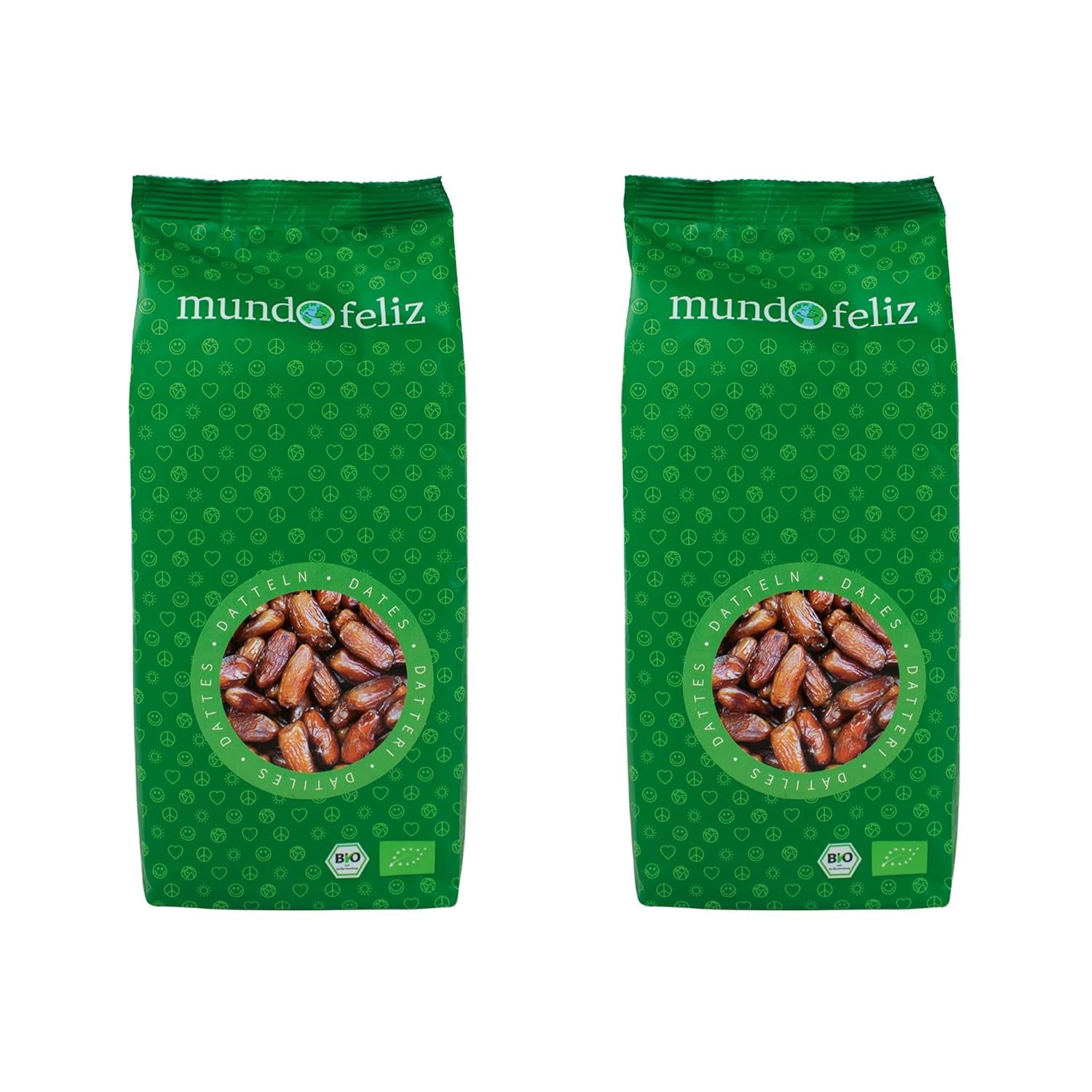 Mundo Feliz Curmale uscate cu sâmburi din agricultura ecologică, 2 x 500 g Produse deshidratate Naty Shop 500 G (pachet de 2) Date