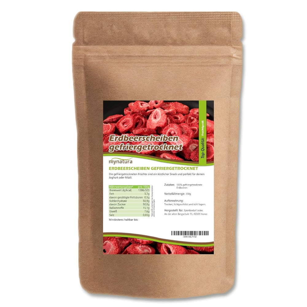 Mynatura felii de căpșuni liofilizate I legume I natural I fructe uscate I fructe I - ușor uscate (1 x 350g) Produse deshidratate Naty Shop 350 G (1 pachet)