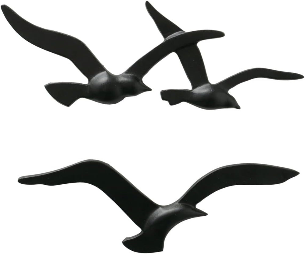 Obiect de perete Birdy (auriu, decorațiuni de perete din metal, motiv maritim, perete mural pentru hol / living / sufragerie) 1011623 Statuete si sculpturi Naty Shop Negru