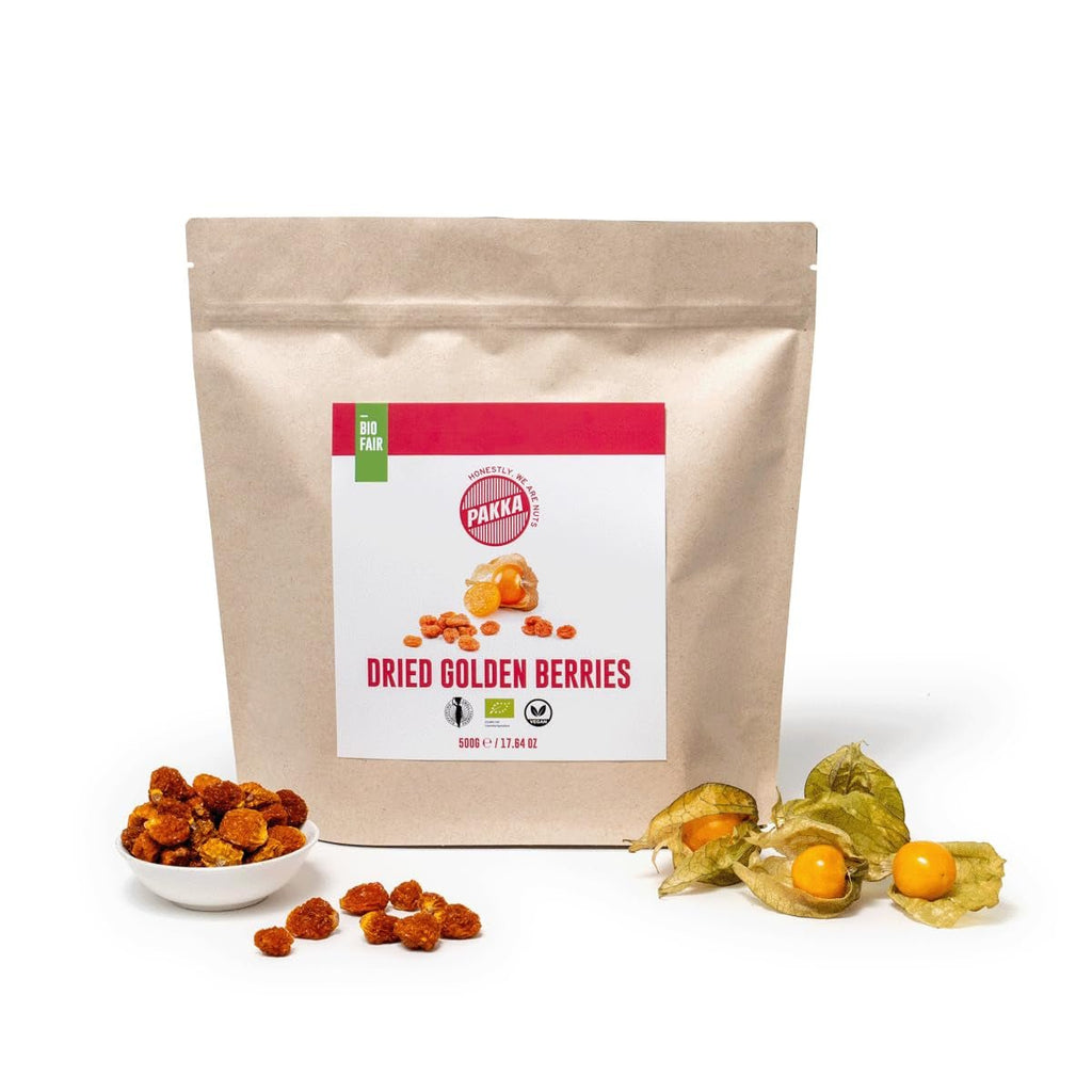 PAKKA Organic Fair Trade Physalis 1kg, fructe de cătină uscate organic și echitabil, neîndulcite, nesulfurate, produse și îmbuteliate direct de producătorul din Columbia, vegan 1000g (1 pachet) Produse deshidratate Naty Shop Varianta 1: 500 G (1 pachet)