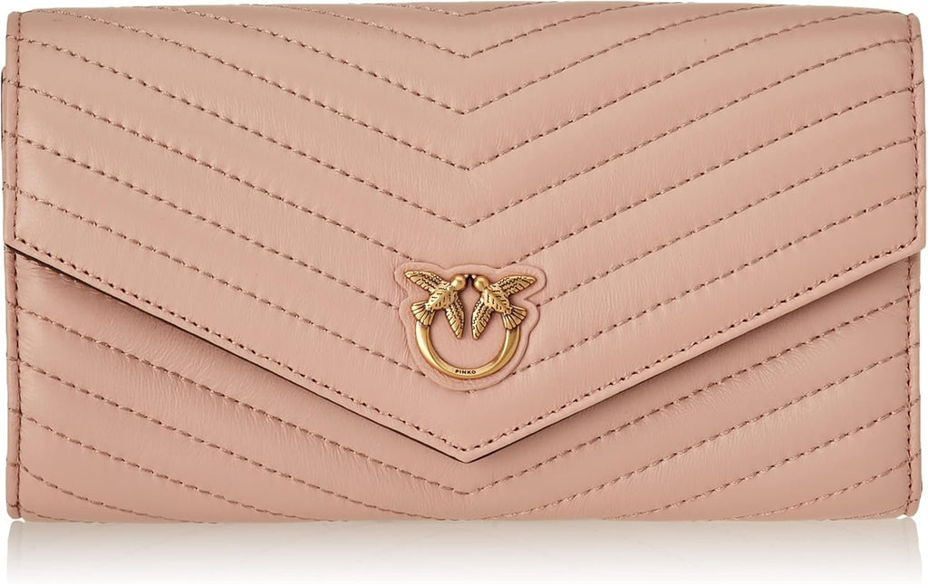 Pinko Ladies Compact Wallet L Sheep Nappa C Portofel accesorii de călătorie Portofel Femei Naty Shop O81Q_Pudră aur antic Lungime di 19Cm