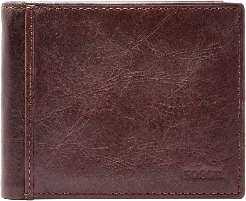Portofel bifold din piele Ingram pentru bărbați Fossil 11,43 cm L x 1,905 cm l x 8,89 cm H Portofel Barbati Naty Shop Maro
