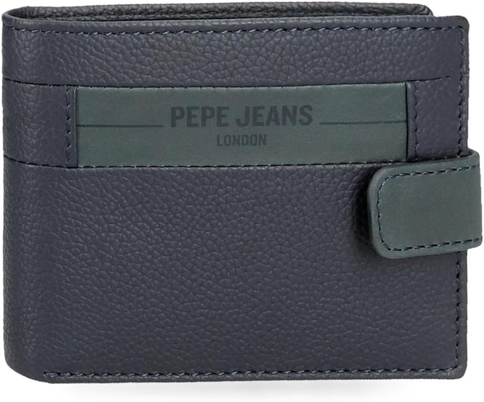 Portofele și portmonee Pepe Jeans Checkbox din piele de vacă, negru, maro, albastru și gri - Naty Shop