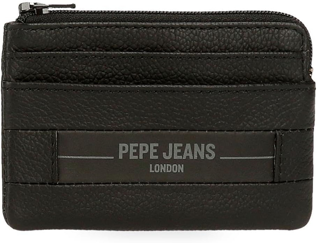 Portofele și portmonee Pepe Jeans Checkbox din piele de vacă, negru, maro, albastru și gri - Naty Shop
