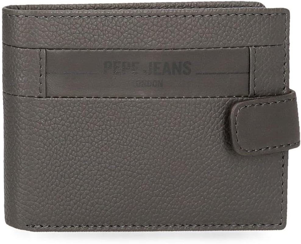 Portofele și portmonee Pepe Jeans Checkbox din piele de vacă, negru, maro, albastru și gri Portofel Barbati Naty Shop Gri Portofel orizontal