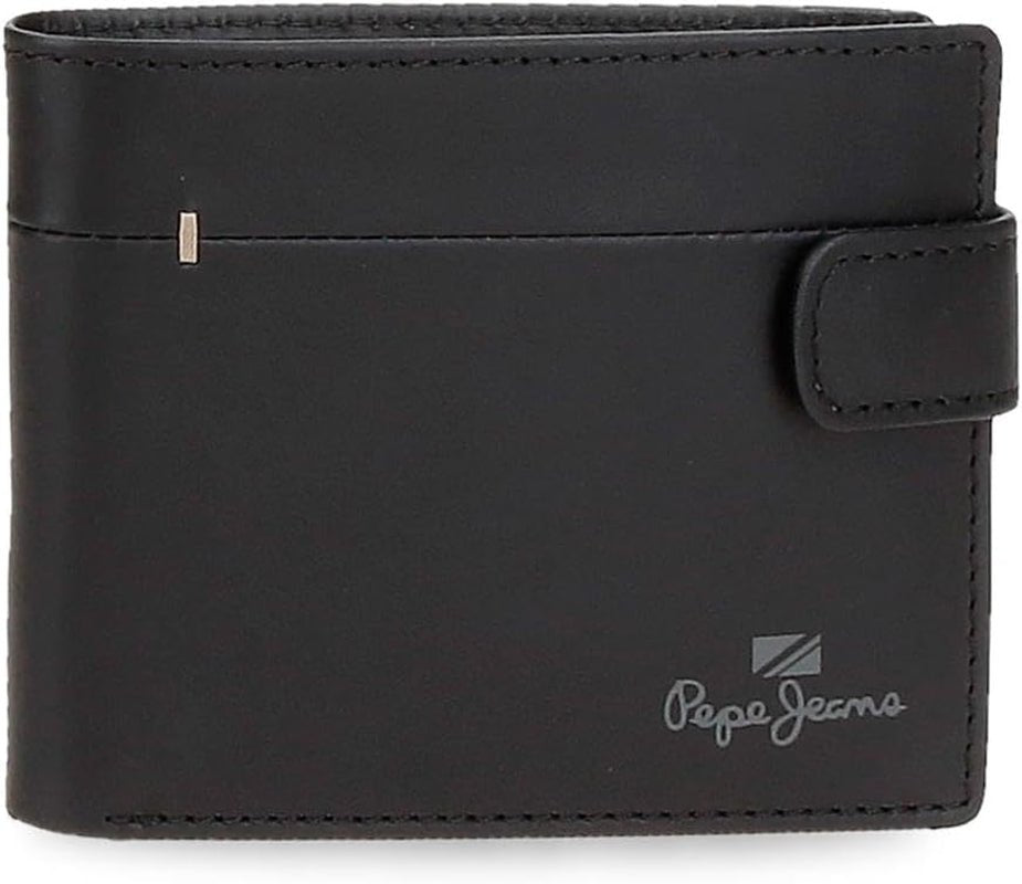 Portofele și poșete Pepe Jeans Staple din piele de vacă, negru, maro, albastru marin, diferite mărimi Portofel Barbati Naty Shop Negru Portofel vertical