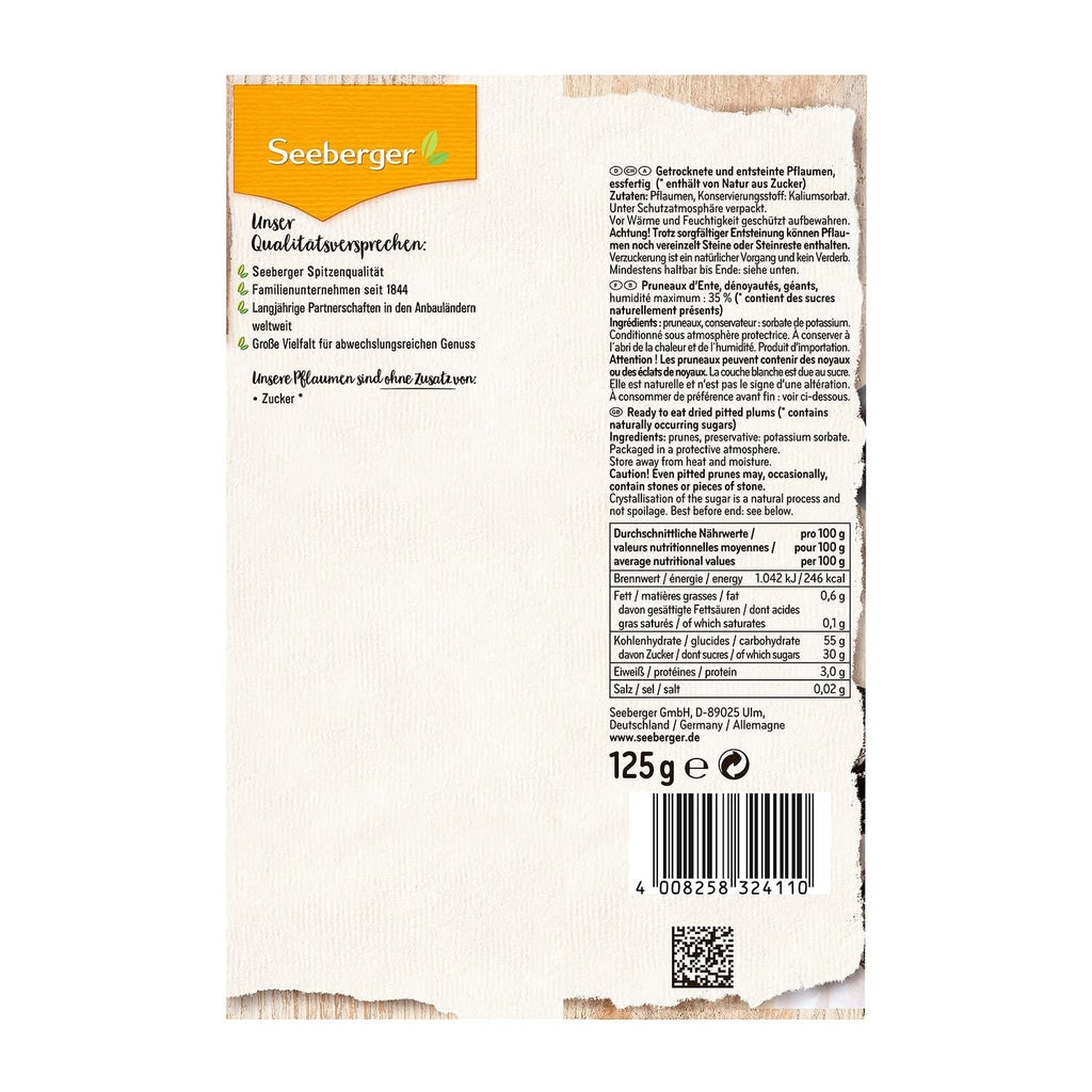 Prune Seeberger, fără sâmburi, 125 g Produse deshidratate Naty Shop