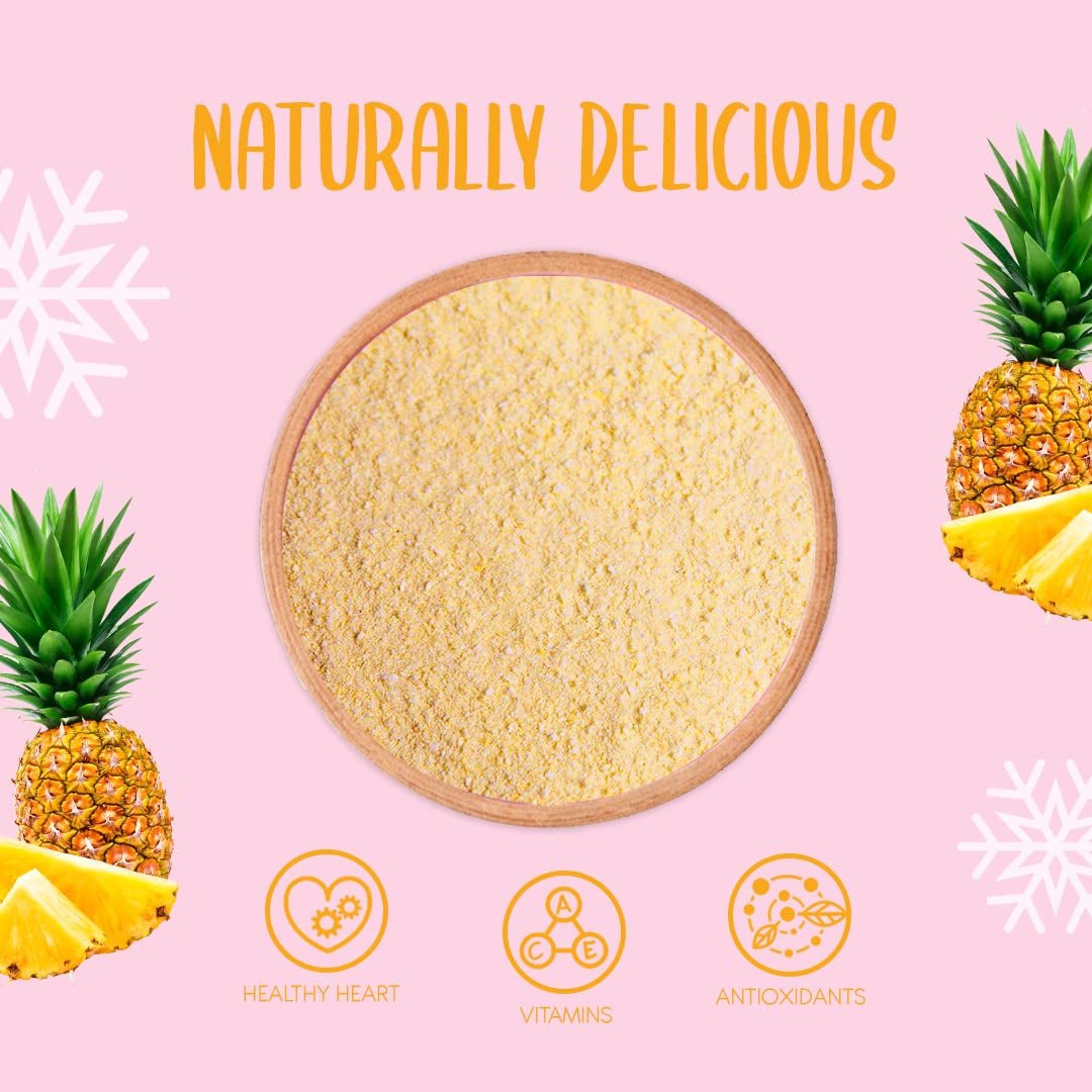 Pudră de ananas liofilizată 100g - Pudră de fructe liofilizate - Pudră de ananas liofilizată pentru smoothie-uri, iaurt și coacere - Pudră de ananas 100% naturală fără aditivi Produse deshidratate Naty Shop