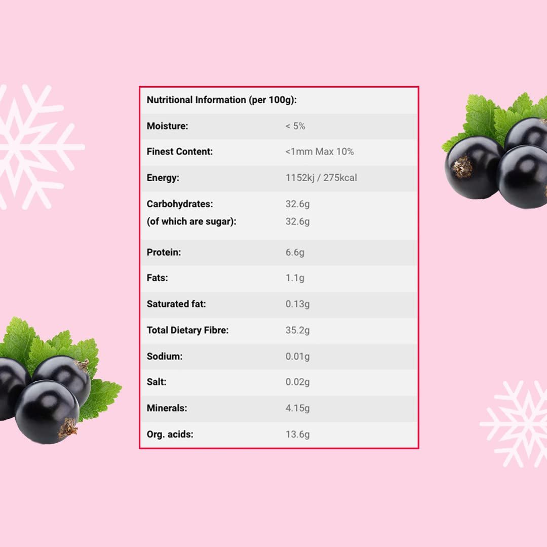 Pulbere de coacăze negre liofilizate 100g - Pulbere de fructe liofilizate - Pulbere de coacăze negre pentru smoothie-uri și coacere - Pulbere naturală de coacăze negre fără aditivi Produse deshidratate Naty Shop