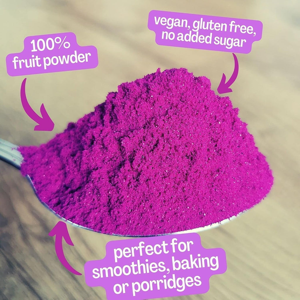 Pulbere de fructe de dragon | XL 300g Pulbere de Pitaya roz uscată prin congelare | Pitaya roșie | Pulbere de fructe de dragon Pitahaya | Smoothie Bowl Powder pentru Matcha Iced Tea Pink Latte | Pulbere de fructe de dragon uscată prin congelare Produse deshidratate Naty Shop