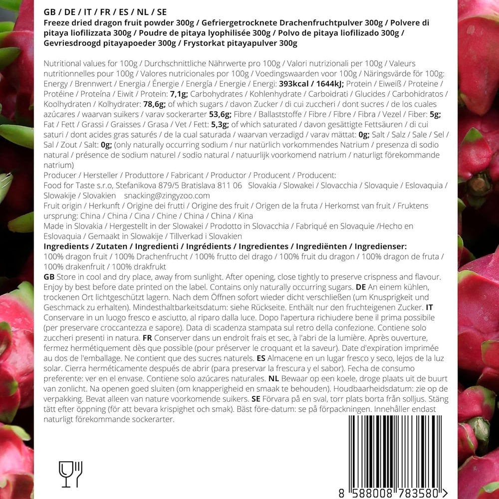 Pulbere de fructe de dragon | XL 300g Pulbere de Pitaya roz uscată prin congelare | Pitaya roșie | Pulbere de fructe de dragon Pitahaya | Smoothie Bowl Powder pentru Matcha Iced Tea Pink Latte | Pulbere de fructe de dragon uscată prin congelare Produse deshidratate Naty Shop