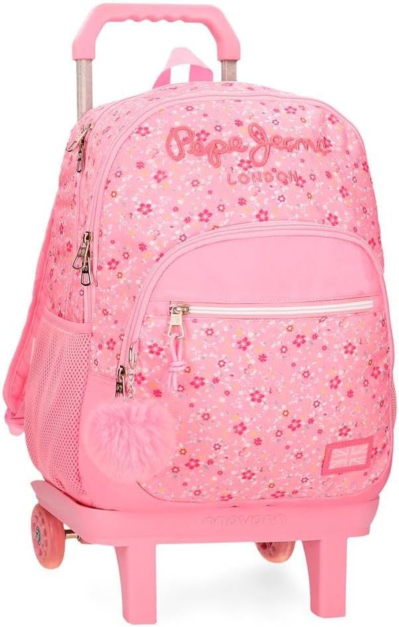 Rucsac școlar Pepe Jeans Alenka cu troler, albastru, 30 x 40 x 12 cm, poliester, 14,4 l, albastru, rucsac școlar cu troler Rucsacuri si ghiozdane premium Naty Shop Rucksack Mit Doppelfach Und Trolley