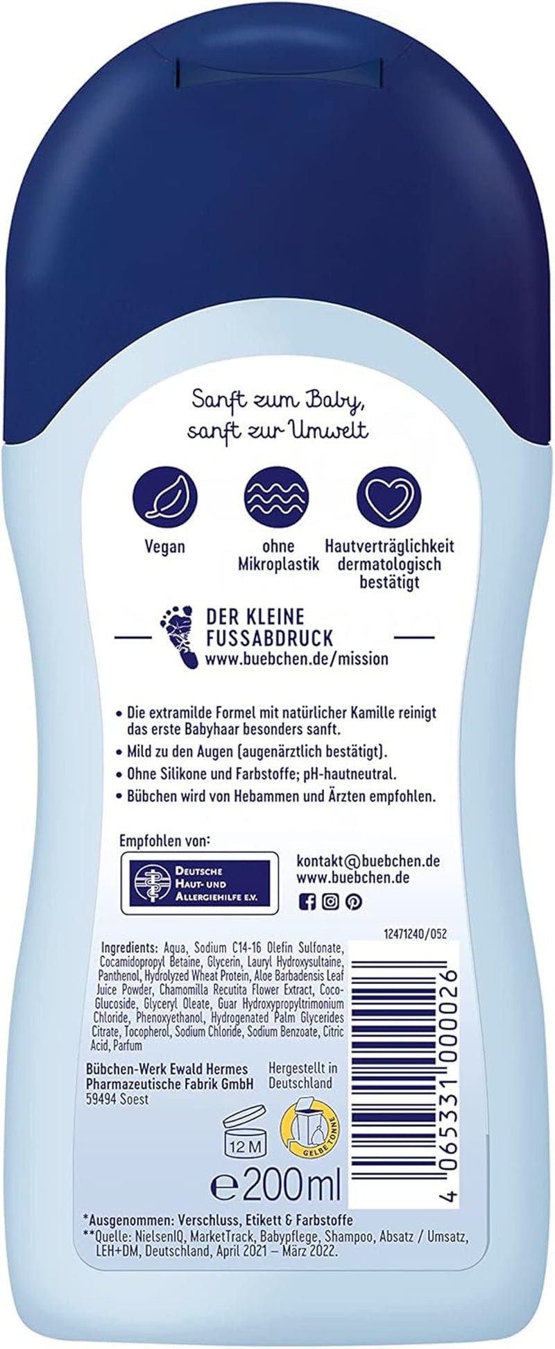Șampon pentru copii, 200 ml Copii - Baie si Skincare Naty Shop