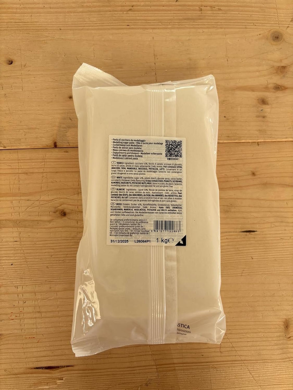 Saracino Fondant Model alb pentru modelare 250 g fără gluten fabricat în Italia Pasta de zahar Naty Shop