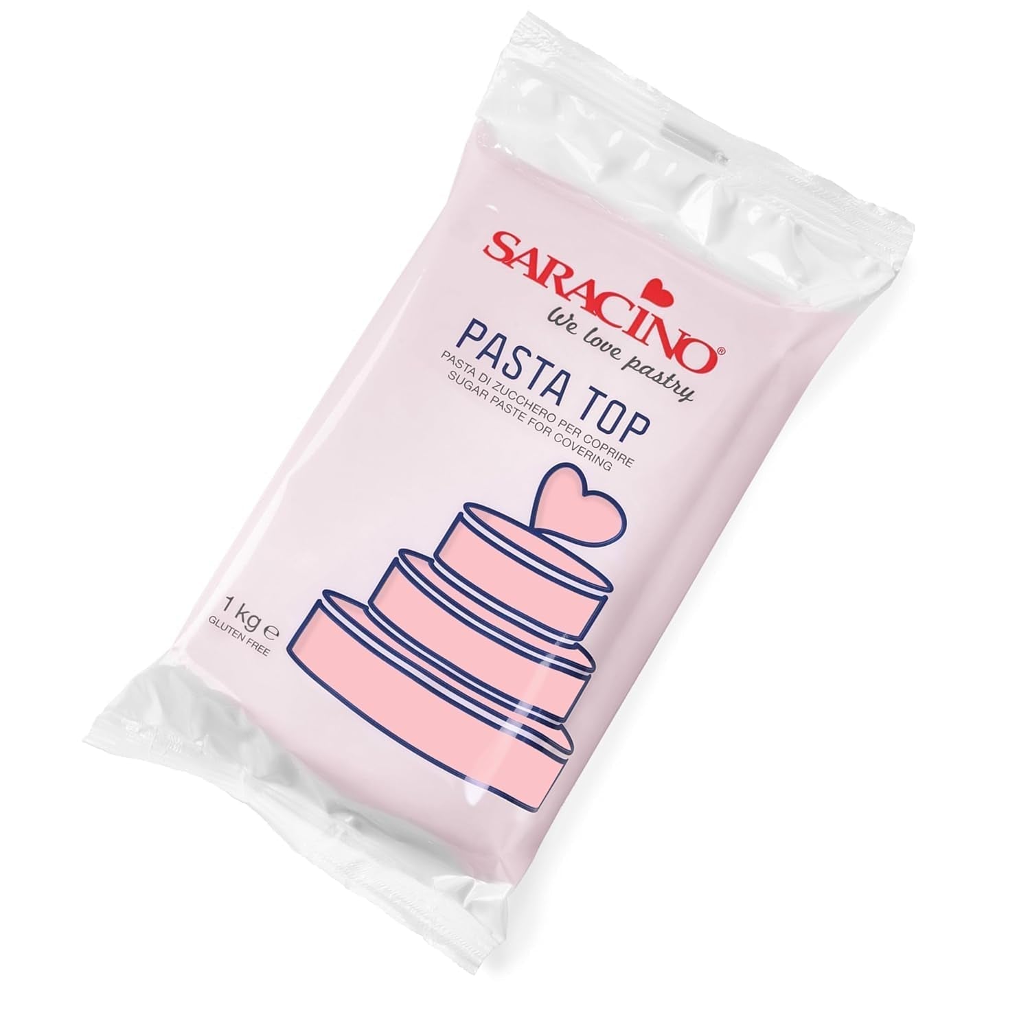 Saracino Fondant Top, Pasta de Zahar Pentru Acoperire 1 kg, Made In Italy Pasta de zahar Naty Shop Copil roz