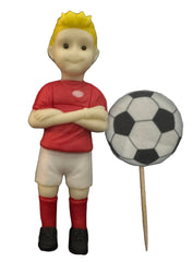 Set 2 decoratiuni comestibile din zahar, Fotbalist Decoratiuni din Pasta de Zahar Nati Shop